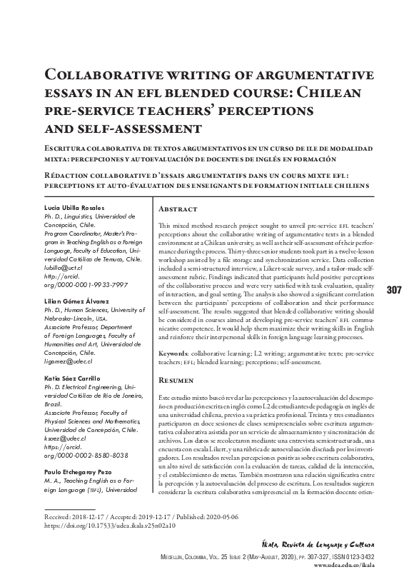 (PDF) Collaborative Writing of Argumentative Essays in an EFL Blended ...