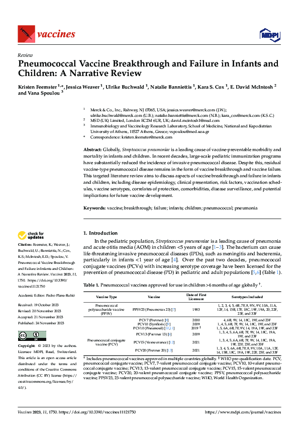 (PDF) Pneumococcal Vaccine Breakthrough and Failure in Infants and ...
