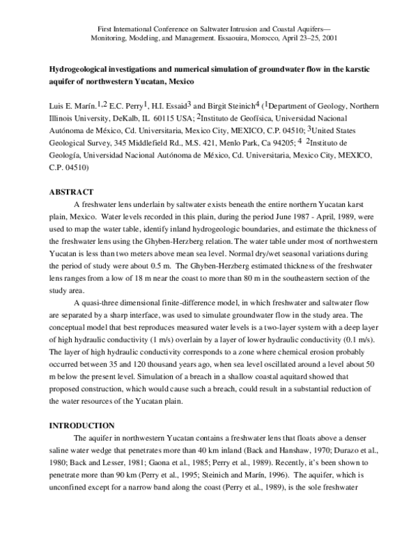 (PDF) Hydrogeological Investigations and Numerical Simulation of ...