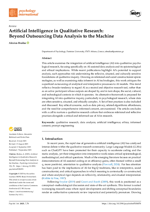 (PDF) Artificial Intelligence in Qualitative Research: Beyond ...