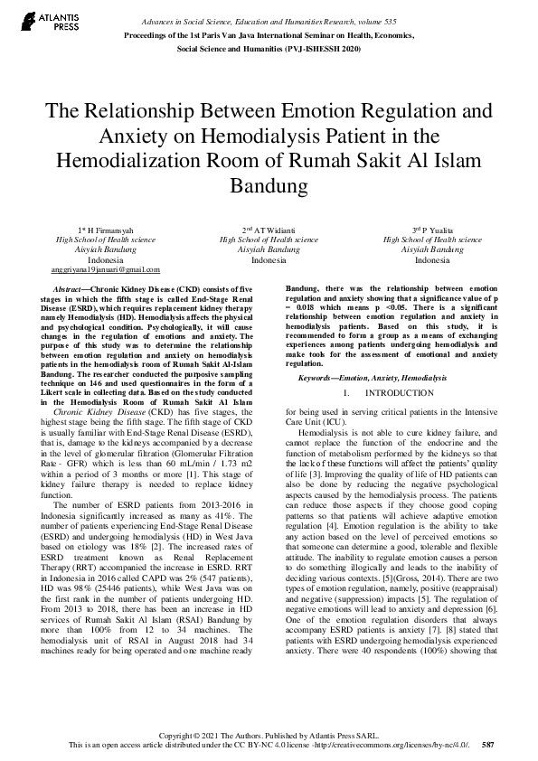 (PDF) The Relationship Between Emotion Regulation and Anxiety on ...