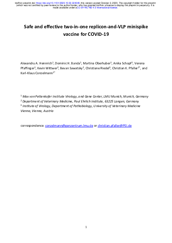 (PDF) Safe and effective two-in-one replicon-and-VLP minispike vaccine ...