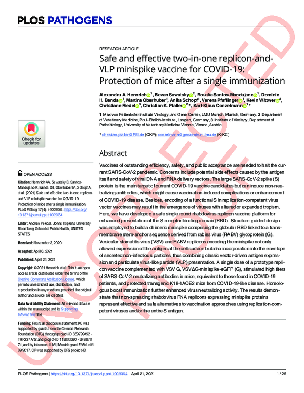 (PDF) Safe and effective two-in-one replicon-and-VLP minispike vaccine ...