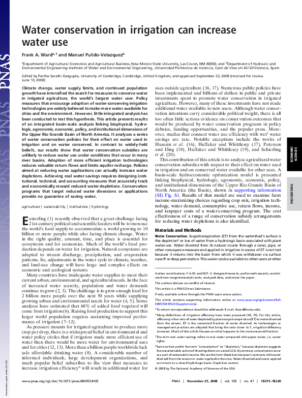 (PDF) Water conservation in irrigation can increase water use