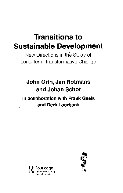 (PDF) Transitions to sustainable development – new directions in the ...