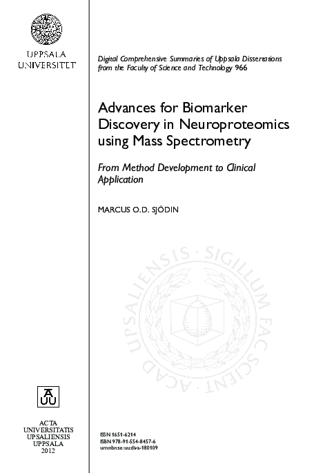 (PDF) Advances for Biomarker Discovery in Neuroproteomics using Mass ...