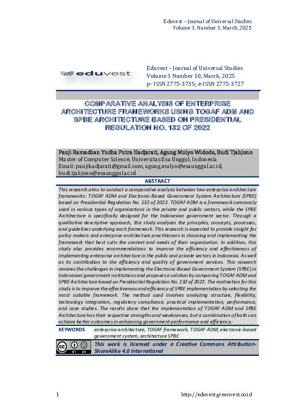 (PDF) COMPARATIVE ANALYSIS OF ENTERPRISE ARCHITECTURE FRAMEWORKS USING ...