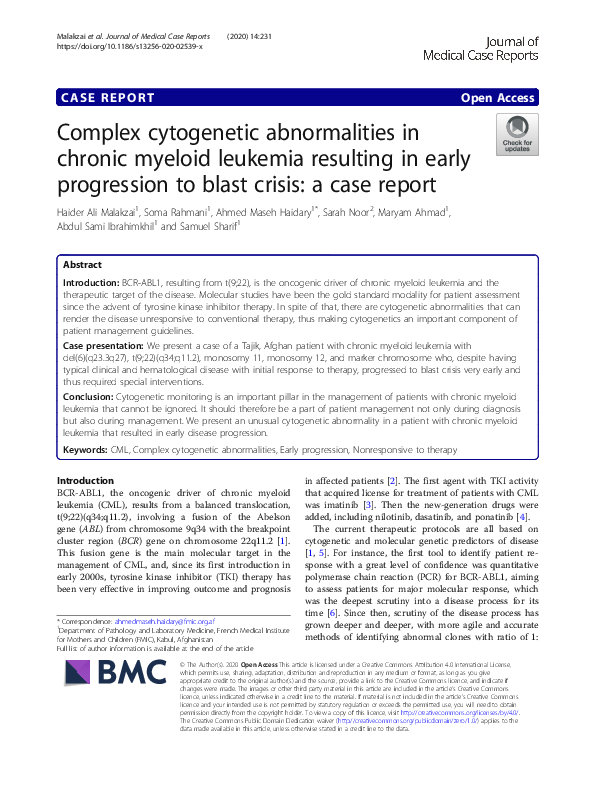 (PDF) Complex cytogenetic abnormalities in chronic myeloid leukemia ...