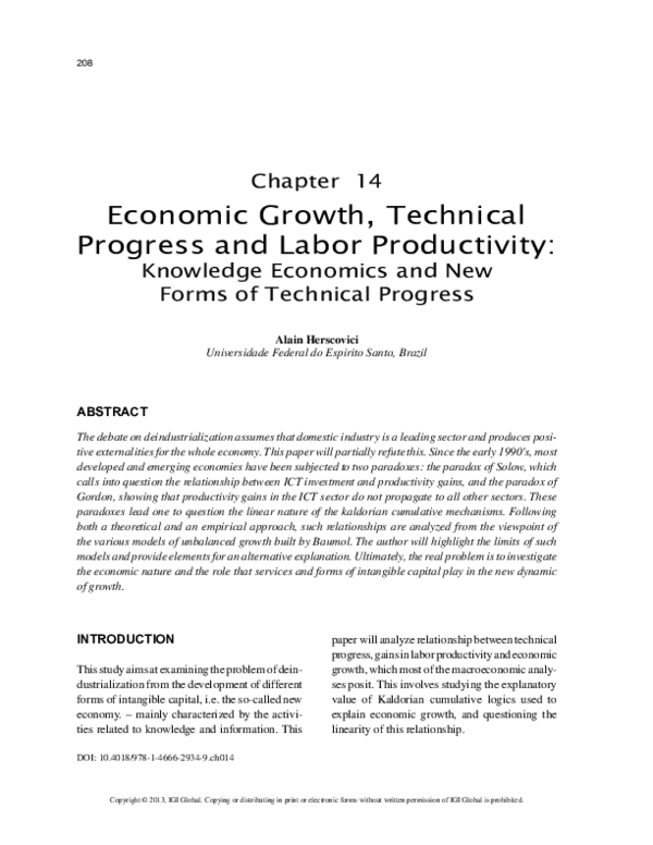 (PDF) Economic Growth, Technical Progress and Labor Productivity