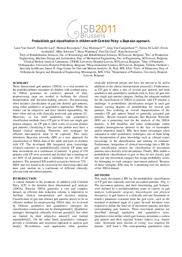 (PDF) Probabilistic gait classification in children with cerebral palsy ...