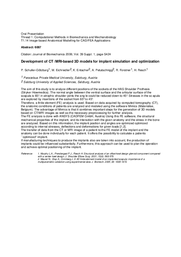 (PDF) Development of CT/MRI-based 3D models for implant simulation and ...