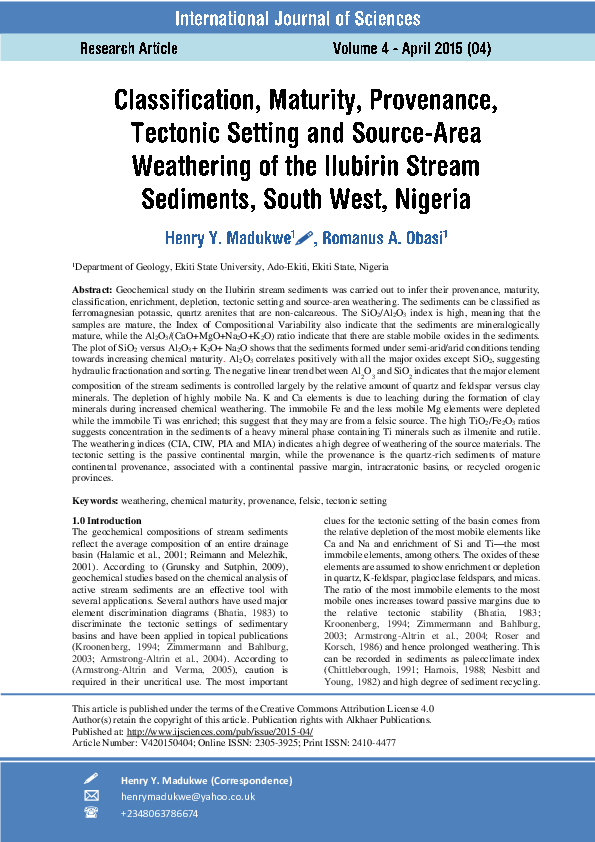 (PDF) Classification, Maturity, Provenance, Tectonic Setting and Source ...