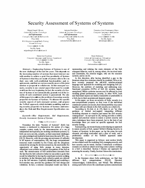 (PDF) Security Assessment of Systems of Systems