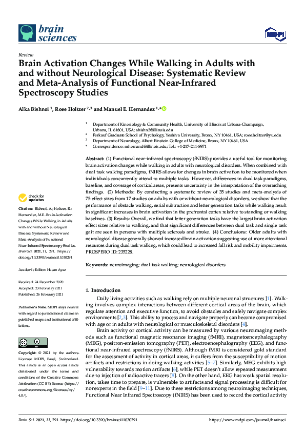 (PDF) Brain Activation Changes While Walking in Adults with and without ...