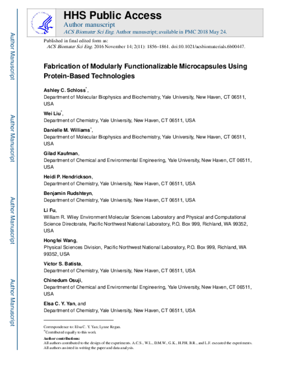(PDF) Fabrication of Modularly Functionalizable Microcapsules Using ...