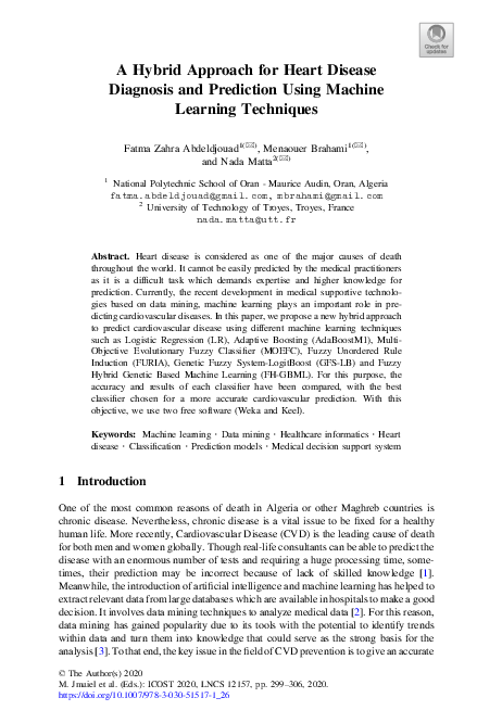 (PDF) A Hybrid Approach for Heart Disease Diagnosis and Prediction ...