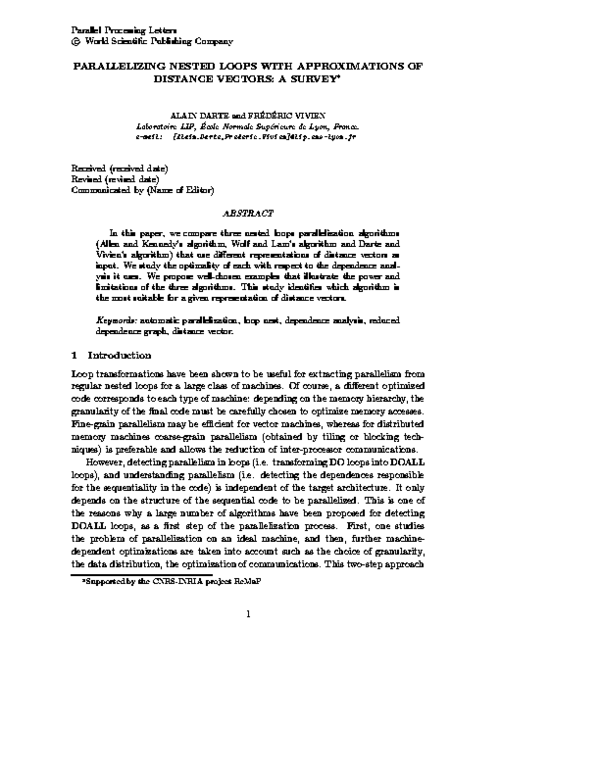 (PDF) Parallelizing Nested Loops with Approximation of Distance Vectors ...