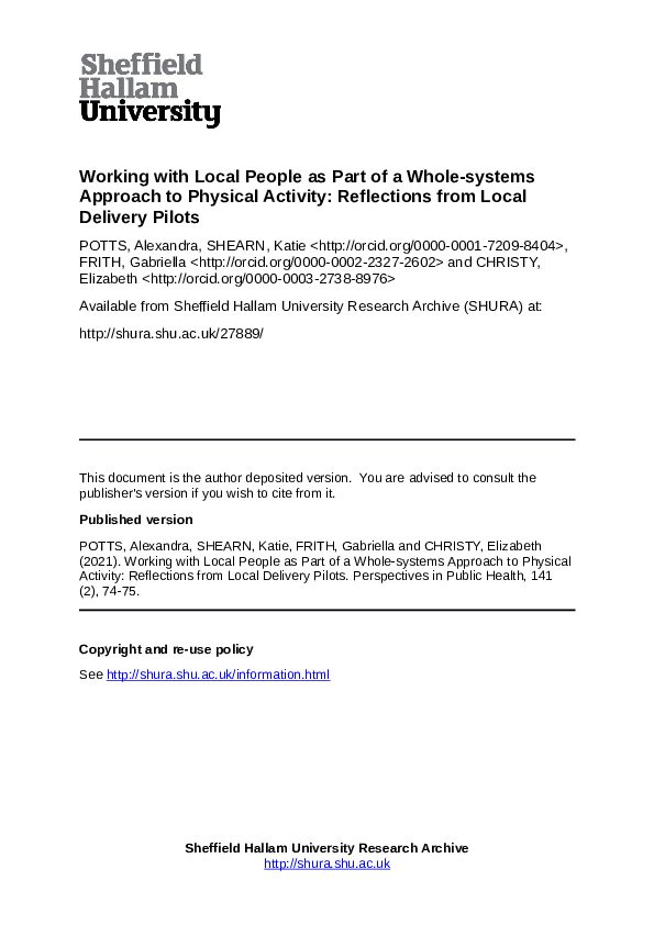 (PDF) Working with local people as part of a whole-systems approach to ...