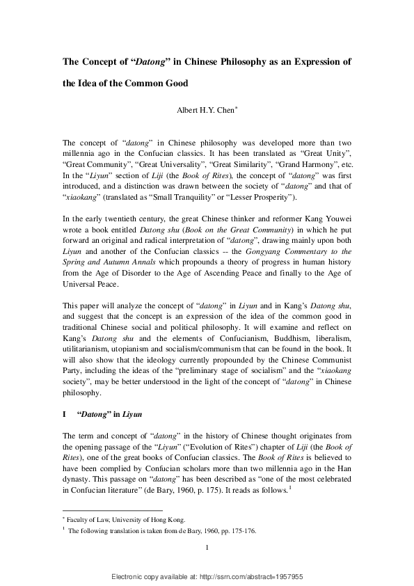 (PDF) The Concept of “Datong” in Chinese Philosophy as an Expression of ...