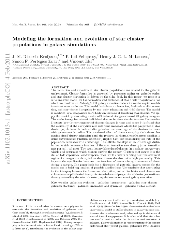 (PDF) Modelling the formation and evolution of star cluster populations ...