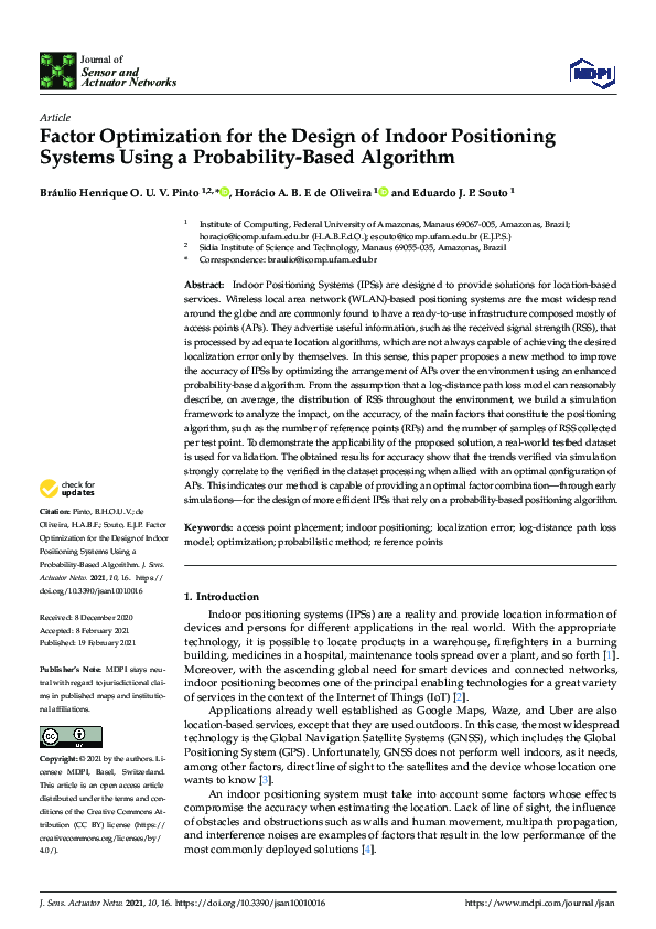 (PDF) Factor Optimization for the Design of Indoor Positioning Systems ...