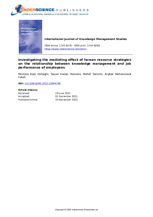 (PDF) Investigating the mediating effect of human resource strategies ...
