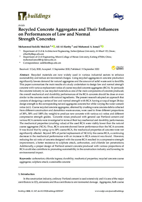 (PDF) Recycled Concrete Aggregates and Their Influences on Performances ...