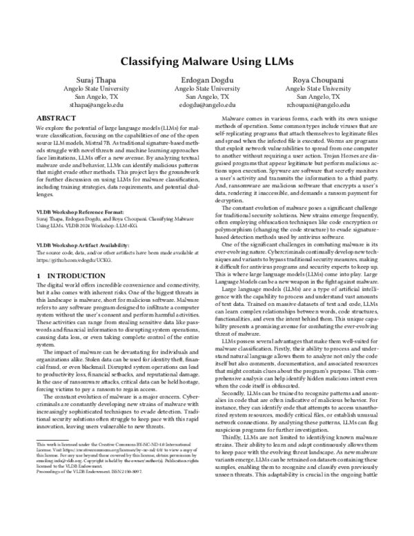 (PDF) Classifying Malware Using LLMs