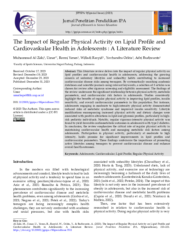 (PDF) The Impact of Regular Physical Activity on Lipid Profile and ...