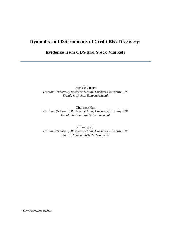 (PDF) Dynamics and determinants of credit risk discovery: Evidence from ...