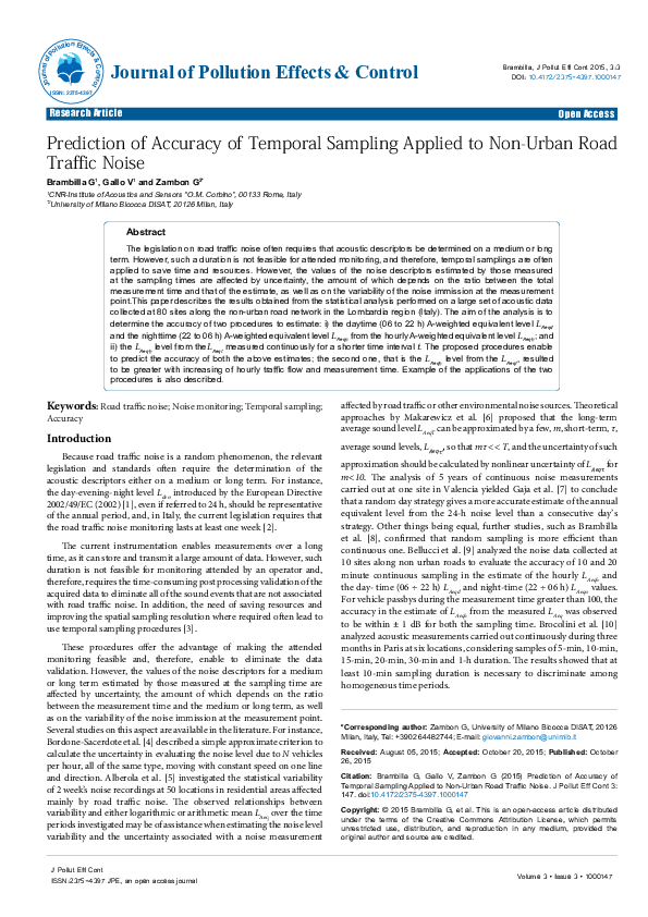 (PDF) Prediction of Accuracy of Temporal Sampling Applied to Non-Urban ...