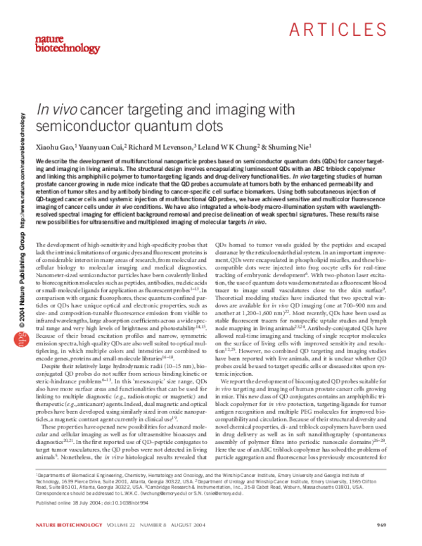 (PDF) In vivo cancer targeting and imaging with semiconductor quantum dots
