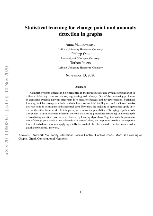 (PDF) Statistical Learning for Change Point and Anomaly Detection in Graphs