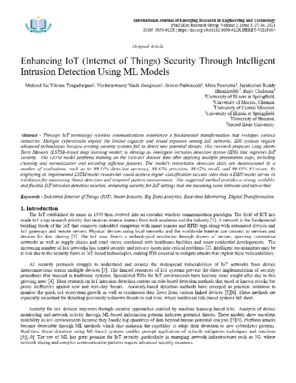 (PDF) View of Enhancing IoT (Internet of Things) Security Through ...
