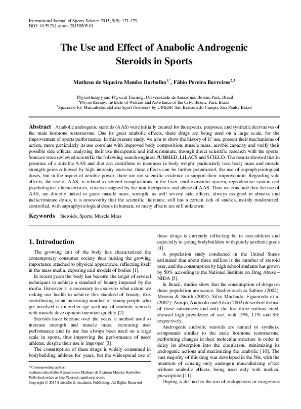 (PDF) The Use and Effect of Anabolic Androgenic Steroids in Sports