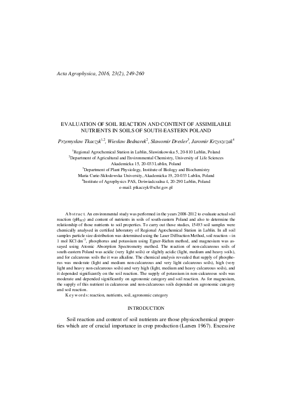 (PDF) Evaluation of soil reaction and content of assimilable nutrients ...