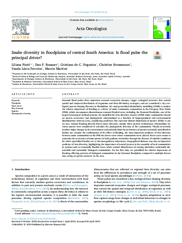 (PDF) Snake diversity in floodplains of central South America: Is flood ...