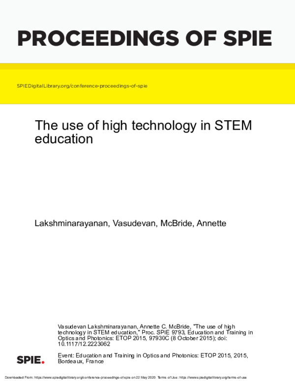 (PDF) The use of high technology in STEM education