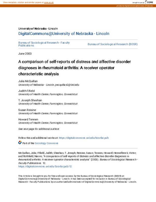(PDF) A comparison of self‐reports of distress and affective disorder ...