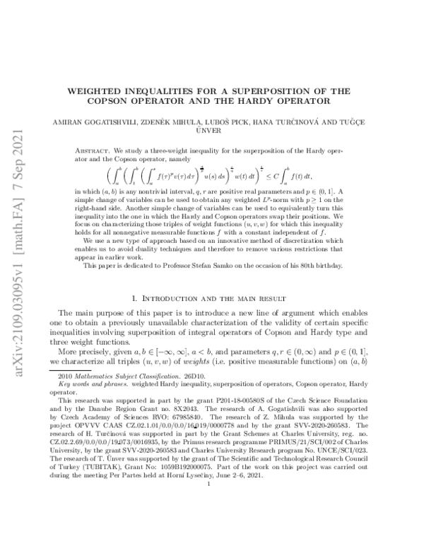 (PDF) Weighted Inequalities for a Superposition of the Copson Operator ...