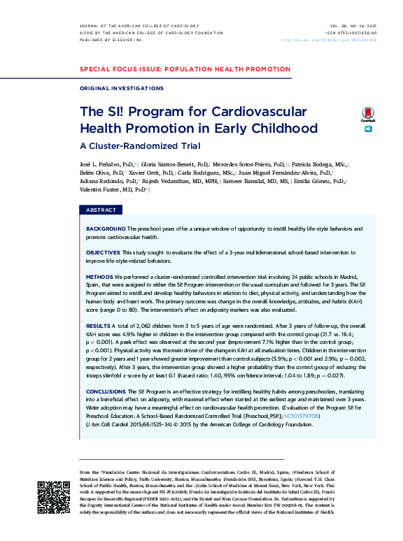 (PDF) The SI! Program for Cardiovascular Health Promotion in Early ...
