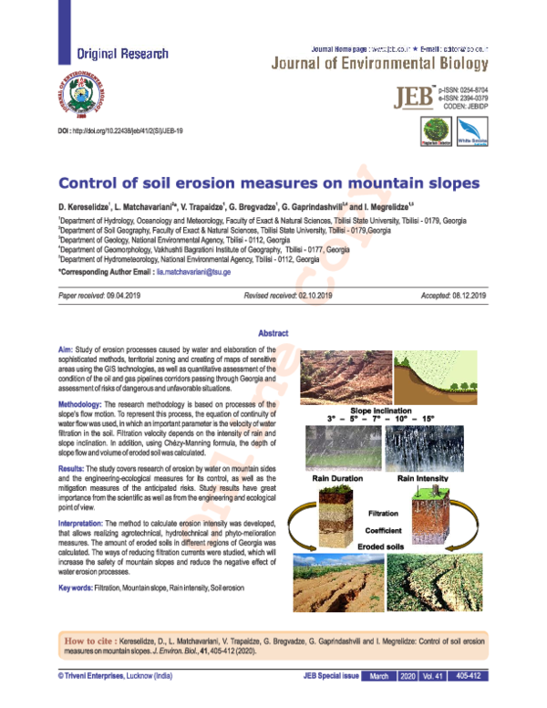 (PDF) Control of soil erosion measures on mountain slopes