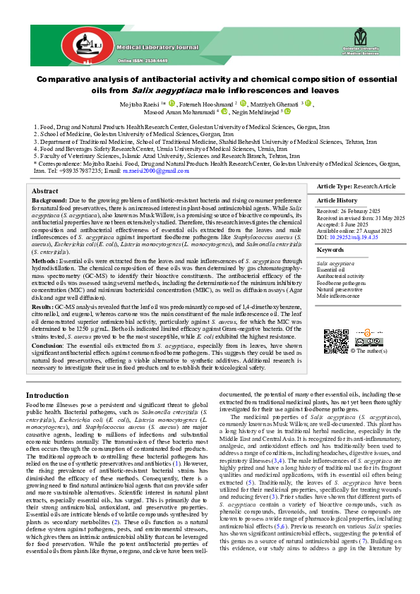 (PDF) Comparative analysis of antibacterial activity and chemical ...