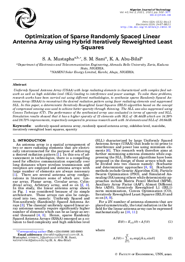 (PDF) Optimization of sparse randomly spaced linear antenna array using ...
