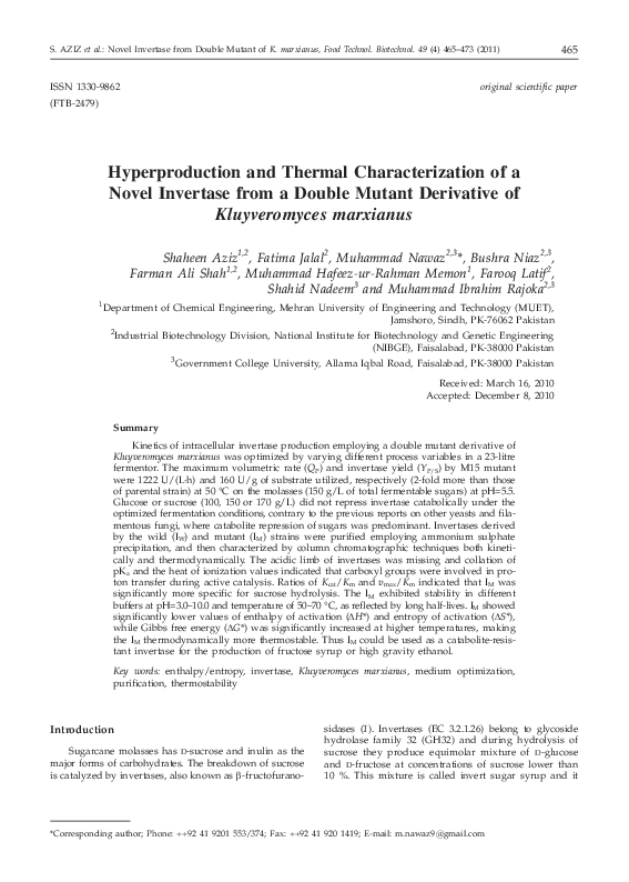 (PDF) Hyperproduction and Thermal Characterization of a Novel Invertase ...
