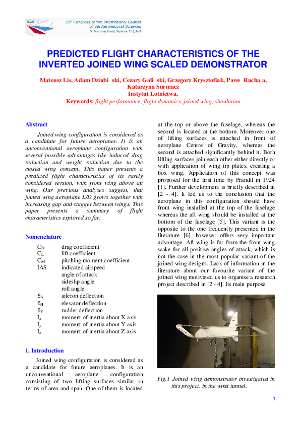 (PDF) Predicted Flight Characteristics of the Inverted Joined Wing ...