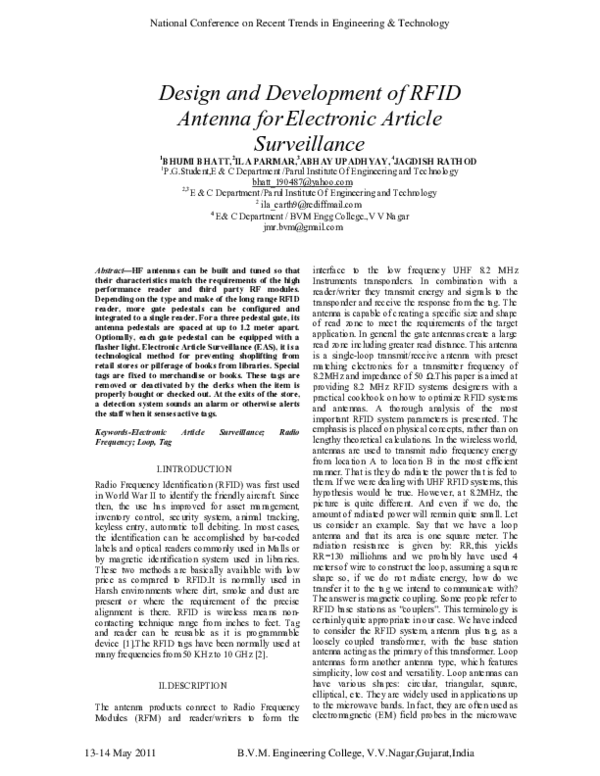 (PDF) Design and Development of RFID Antenna forElectronic Article ...