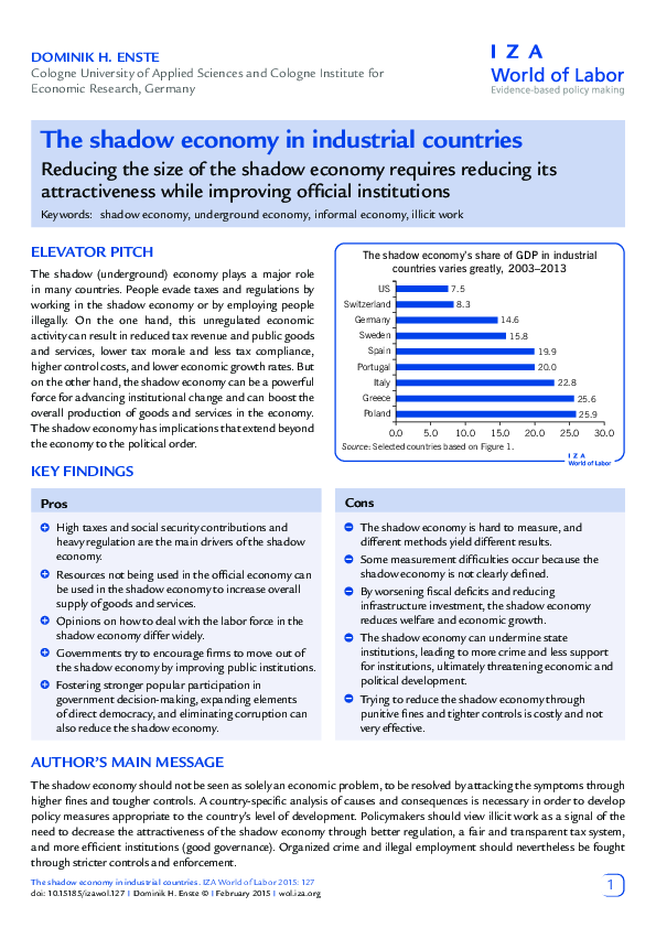 (PDF) the shadow economy in industrial countries Reducing the size of ...