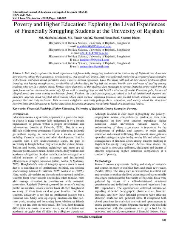 (PDF) Poverty and Higher Education: Exploring the Lived Experiences of ...