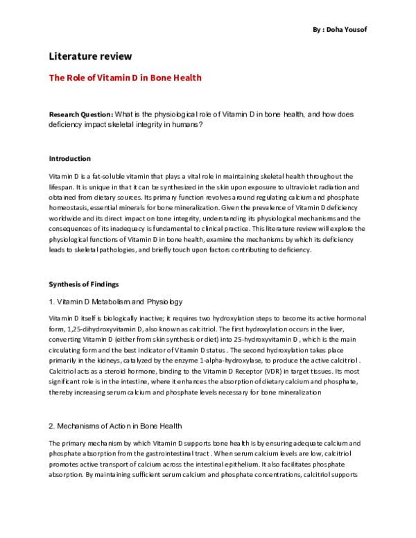 (PDF) The Role of Vitamin D in Bone Health